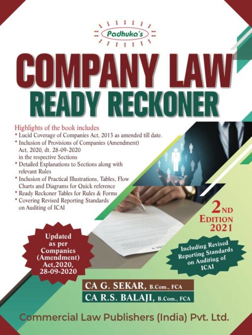 Commercial's Company Law Ready Referencer By G. Sekar - 2nd Edition October 2021