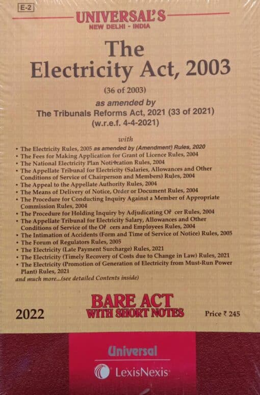 Lexis Nexis’s The Electricity Act, 2003 (Bare Act) - 2022 Edition