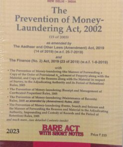 Lexis Nexis’s The Prevention of Money Laundering Act, 2002 (Bare Act) - 2023 Edition
