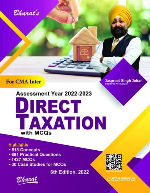 Bharat's Direct Taxation with MCQs (A.Y. 2022-2023) by Jassprit S Johar for Dec 2022 Exam