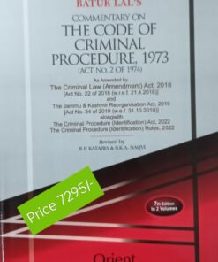 Orient's Commentary on The Code of Criminal Procedure, 1973 (2 Volumes) by Batuk lal - 7th Edition 2023